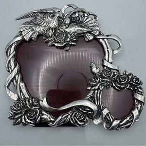 Vintage Arthur Court 1991 Pewter-Look Aluminum Picture Frame Doves/Roses Design